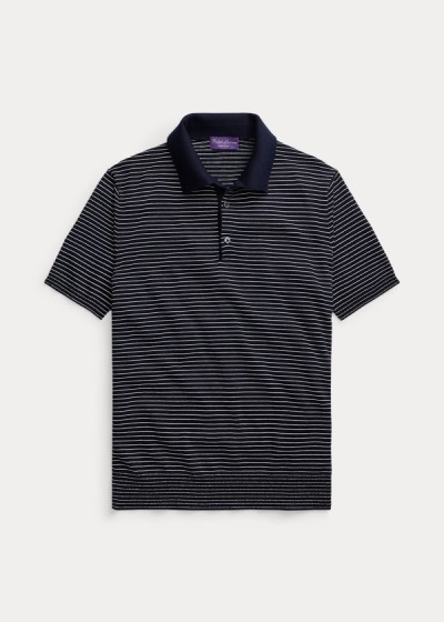 Ralph Lauren Striped Silk-Cotton Striktrøje Herre Danmark (YOHNZ2486)